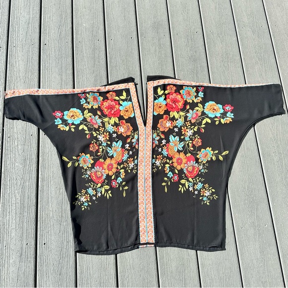Rose & Olive Tops - Rose & Olive Black Embellished Boxy Blouse‎